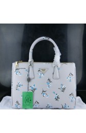 Mingdu Prada 2274 Flower Printed Saffiano Leather Handbag in Off White VS02123