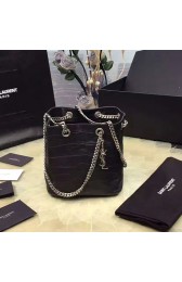 Mini Festival Bucket Bag In Black Crocodile Embossed Leather 392839 VS08061