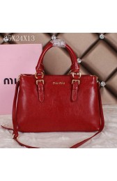 miu miu Bright Leather Tote Bag 88111 Red VS03389
