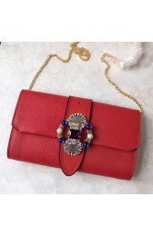 Miu Miu Crystal Goat Leather Clutch Bag Red 5BF041 VS08248
