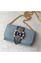 Miu Miu Crystal Goat Leather Shoulder Bag Blue 5BH017 VS04766