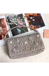 Miu Miu Crystal Nappa Leather Top Handle Bag Grey 5BD417 VS04959