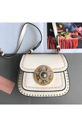Miu Miu Goat Leather Shoulder Bag White 5BD030 VS00262
