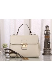 miu miu Grainy Leather Tote Bag BL6871 White VS08219