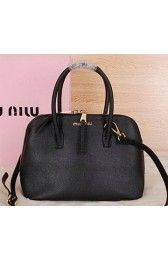 miu miu Madras Goat Leather Top Handle Bag RL1122 Black VS03884