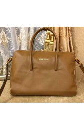 miu miu Madras Goat Leather Tote Bag RL0099 Wheat VS09626