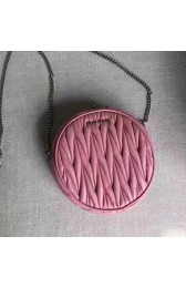 Miu Miu Matelasse Nappa Leather Round Little Bag Dark Pink 5BH031 VS02255
