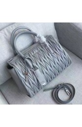 Miu Miu Matelassse Nappa Leather Top Handle Bag Grey 5BB003 VS09137