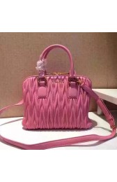 Miu Miu Matelassse Nappa Leather Top Handle Bag Pink 5BB004 VS09872