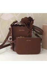 Miu Miu Original Calf Leather Bucket Bag Brown 5BE012 VS01860