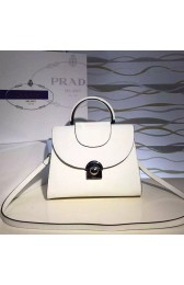 Prada Arcade Calf Leather Tote Bag White 1BD060 VS05423