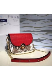 Prada Arcade python leather shoulder bag with Red Flap 1BD030 VS09176