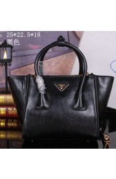 Prada Bright Leather Tote Bag BN2625 Black VS05464
