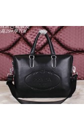 Prada Calfskin Leather Briefcase P2775 Black VS04112
