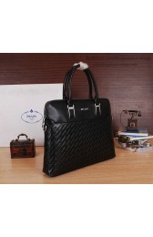 Prada Calfskin Leather Briefcase P66251 Black VS02931