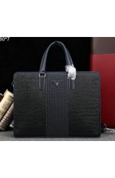 PRADA Calfskin Leather Business Briefcase 51081 Black VS09028