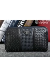 Prada Calfskin Leather Clutch P50791 Black VS08408