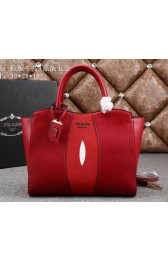 PRADA Calfskin Leather Tote Bag BN6606 Red VS02300