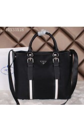 Prada Canvas & Leather Briefcase VA0852 Black VS04718