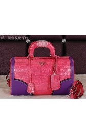 Prada Croco Leather Boston Bag BN8096 Pink VS06168