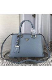 Prada Double Tote Bag Litchi Leather 1BG007 Light Blue VS04486