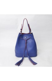 Prada Drawstring Pouch Nero Bag BR5069 in Blue Original Calfskin Burnished Leather XZ VS07424