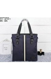 Prada Fabric & Leather Tote Bag P08972 Blue VS07443