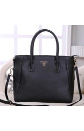 Prada Grainy Calfskin Leather Tote Bag BN3666 Black VS09408