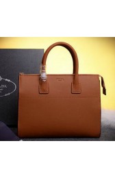 PRADA Grainy Leather Business Briefcase BN2699 Wheat VS02087
