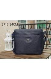 PRADA Grainy Leather Messenger Bag VA0797 Dark Blue VS02041
