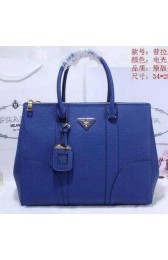 Prada Grainy Leather Tote Bag BN2830 Blue VS04433