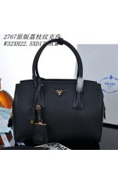 PRADA Grainy Leather Tote Bag PBN2767 Black VS05338