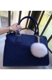 Prada Import Original Calfskin Leather Top Handle Bag BN2328 in Blue Fug VS00321