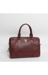 Prada Import Original Calfskin Leather Two Handle Bag BN0822 in Wine Red XZ VS03461
