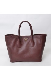 Prada Large Tote BN2694 in Purplish Red Calfskin Leather with Gold Hardware XZ VS00809