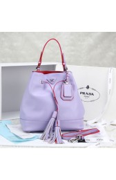 Prada Leather Drawstring Pouch Nero Bag 55069 in Purple Calfskin LSS VS02986