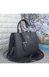 Prada Litchi Leather Double Tote Bag Grey BN2970 VS02966