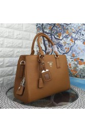 Prada Litchi Leather Double Tote Bag Khaki BN2970 VS00525