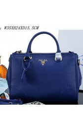 PRADA Litchi Leather Tote Bag PBN2324 Royal VS07265