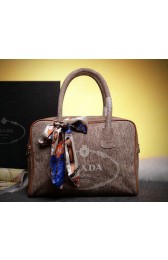 Prada Logo Printed Mudium Canvas Denim Tote Bags BN2922 Apricot VS08413
