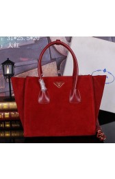 Prada Nubuck Leather Tote Bag BN2619 Red VS09020