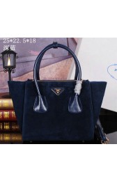 Prada Nubuck Leather Tote Bag BN2625 Royal VS02039