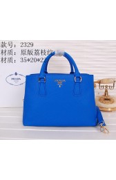 Prada Original Grainy Calf Leather Tote Bag BN2329 Blue VS07105