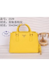 Prada Original Grainy Calf Leather Tote Bag BN2329 Yellow VS05493