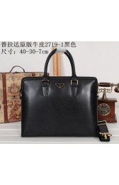 Prada Original Leather Briefcase P27191 Black VS07086