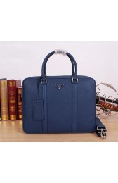 Prada Original Leather Briefcase P8686 Blue VS02291