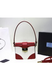 Prada Original Leather Flap Bag BN2776 White&Red VS08975