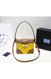Prada Original Leather Flap Bag BN2776 Yellow&Wheat VS02445