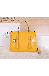 Prada Original Leather Tote Bag BN8905 Yellow VS09462