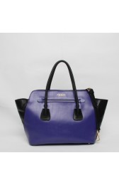 Prada Original Soft Calfskin Leather Tote Bag BN2673 in Blue with Black XZ VS08335